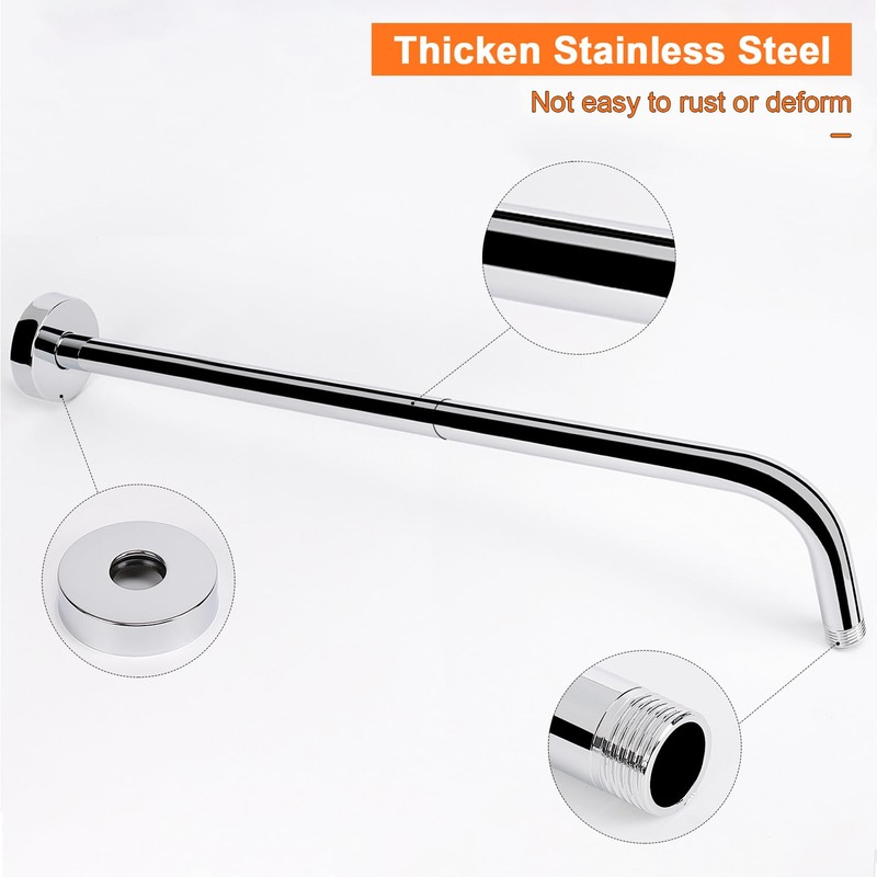 HarJue Shower Arm with Flange and Teflon Tape, Wall Mounted
