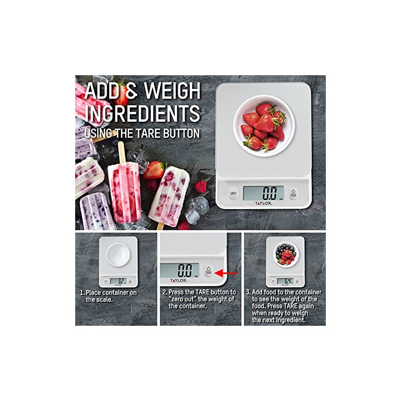 Taylor Glass Top Food Scale with Touch Controls, 11 lb