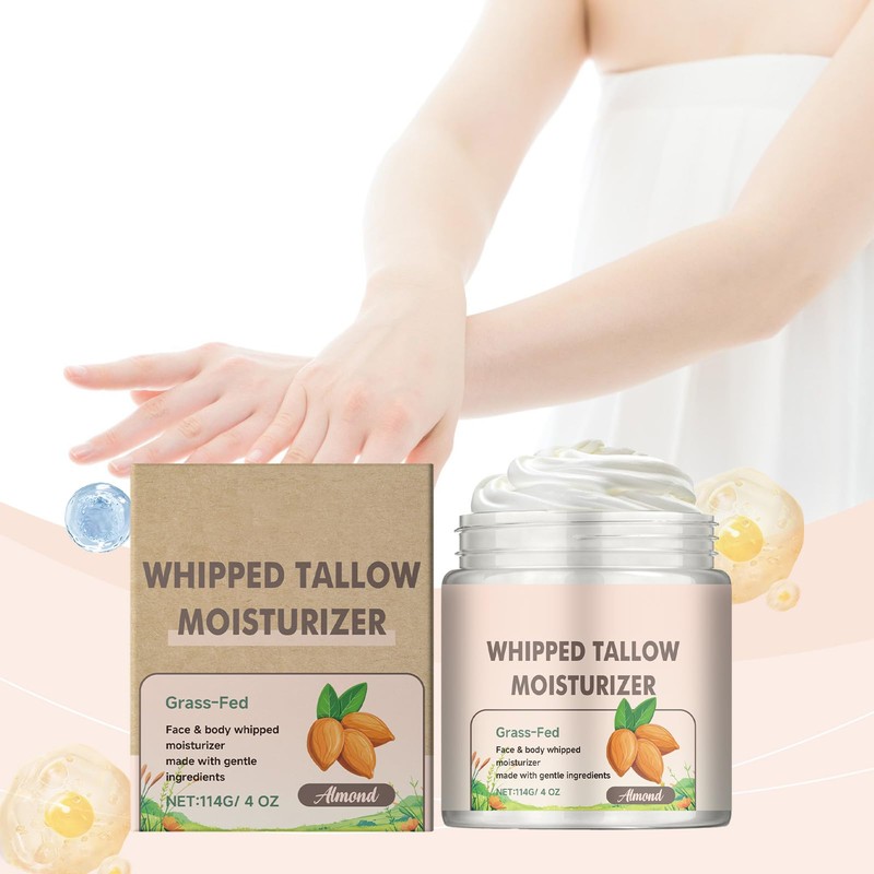 Feuchtigkeitsspendende Körpercreme mit Mandeltalg, Rindertalg Feuchtigkeitscreme Gesicht, Rindertalg Moisturizer Face,