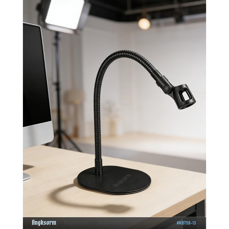 Angksorm 13-Inch Desktop Gooseneck Microphone Stand, Weighted Metal Base