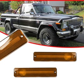 KENETIR for Jeep CJ5 CJ6 CJ7 J10 J20 Grand Wagoneer Scrambler Front Amber Lens & Rear Red Lens Bumper Side Marker Lights Housing Assembly Kit