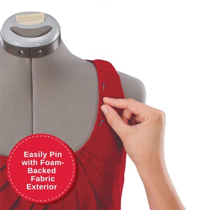 SINGER Female Adjustable Gray Dress Form Fits Sizes 10-18 Pinnable