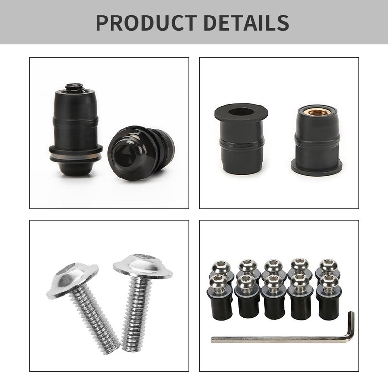 Motorcycle Windshield Mounting Screws, M5 x 16 mm Motorcycle Windscreen
