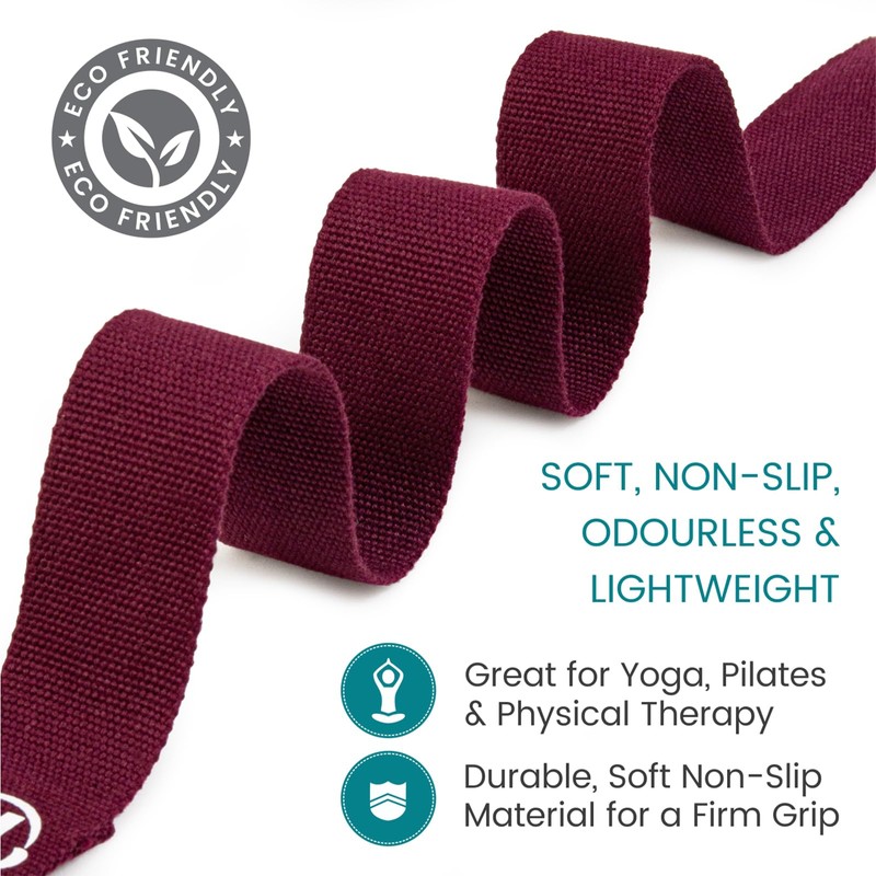 Yoga Studio Yoga Strap, 2.5m (8.2ft) Extra Long Durable Organic