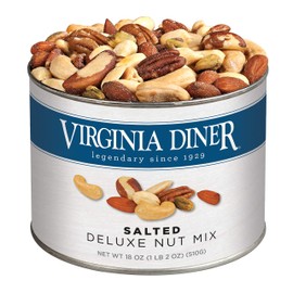 Virginia Diner Natural Virginia Deluxe Nuts, Almonds, Cashews, Pecans, Pistachios & Brazil Nuts, All Natural 18 Ounce (Pack of 1) Deluxe Nut Mix