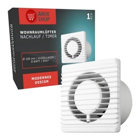 MKK-PLANET Bathroom Fan Diameter 100 mm White with Timer / Caster Fan Front Wall Fan Bathroom Fan Built-in Fan Bathroom Kitchen Quiet 10 cm