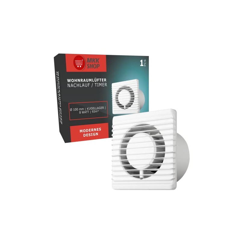 MKK-PLANET Bathroom Fan Diameter 100 mm White with Timer /