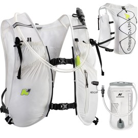 Waterproof Running Vest, 5.5L Breathable Running Hydration Vest with 1.5L Water Bladder, Water Vest for Hiking, Trail Marathon Race, Ideal for Women and Men (White, Pack with 1.5L Water Bladder)