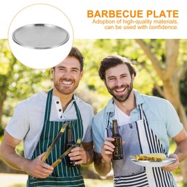 Kichvoe Stainless Steel Barbecue Tray 8 Inch Round Baking Pan Oven Safe Serving Plate for Bbq Picnic Outdoor Cooking and Family Gatherings
