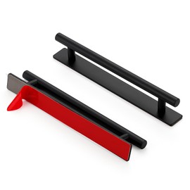 Ravinte 2 Pack Adhesive Cabinet Handles, Stick on Black Cabinet Handles Peel and Stick Push Pull Helper for Kitchen Cupboard Window Sliding Closet Door Pulls - 8.35" Length