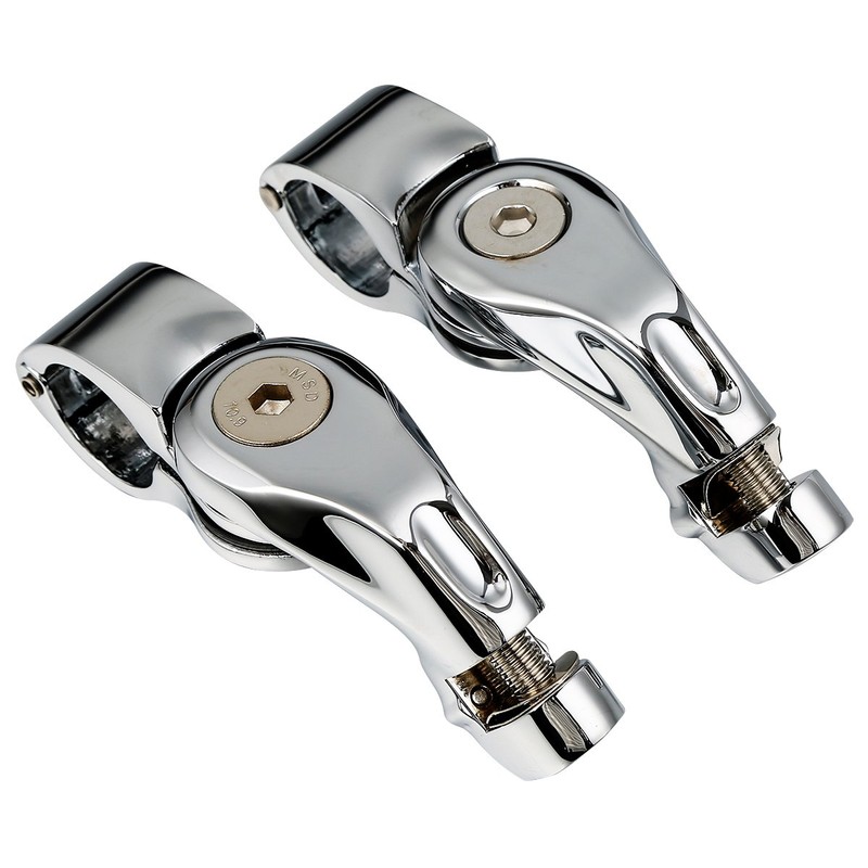 XFMT 1 1/4" 32mm Chrome Short Angled Adjustable Highway Foot
