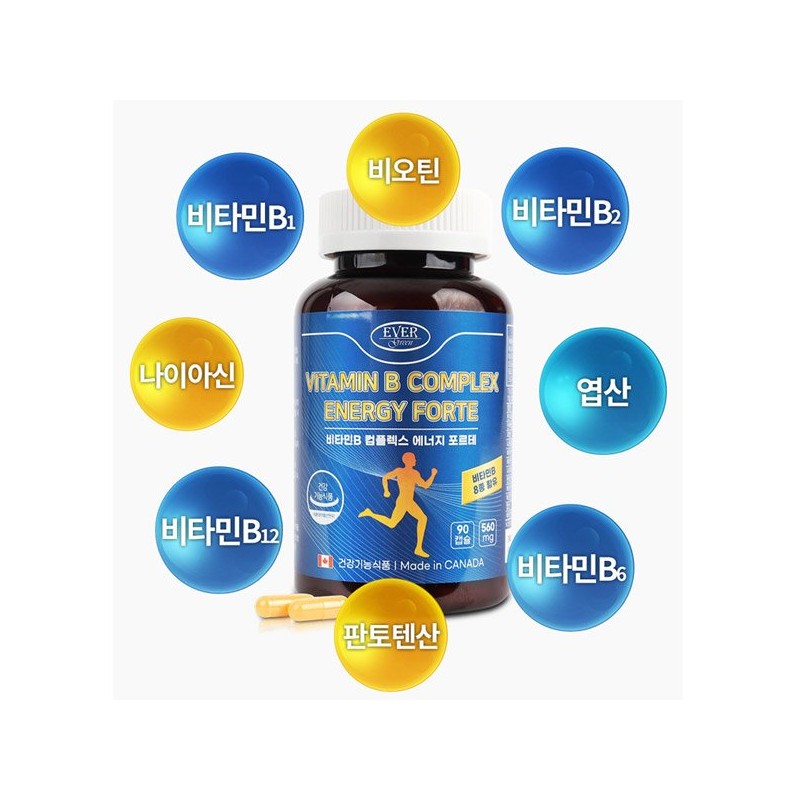 에버그린 비타민B 컴플렉스 에너지포르테 560mg*90캡슐 /활력 영양제 Evergreen Vitamin B