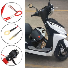 eMagTech 2-Wire Universal Kill Switch Button with Lanyard, Red, Push Button Actuator, ON-OFF Operation Mode, Compatible with Pocket Bikes, Mini Off-Road Bikes