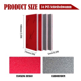 Pack of 36 Sanding Sponge, 1200-1500 Grit Sanding Block, Soft Foam Sand Block Wet Dry Sandpaper for Model Drywall Metal Wood Furniture Polishing