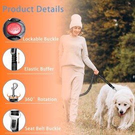 Seyezo Dog Car Seat Belt for Car, 3 Piece Set Retractable Dog Car Harness Adjustable Reflective Dog Seatbelt for Vehicle Headrests, Dog Safety Restraint Seatbelt Heavy Duty& High Elastics, Black