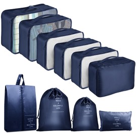 10 Piece Suitcase Organiser Set, Packing Cubes for Suitcase, Travel Accessories, Suitcase Organiser Set, Clothes Bags, Packing Cubes, Cosmetics, Travel Organiser, Packing Bags for Suitcases