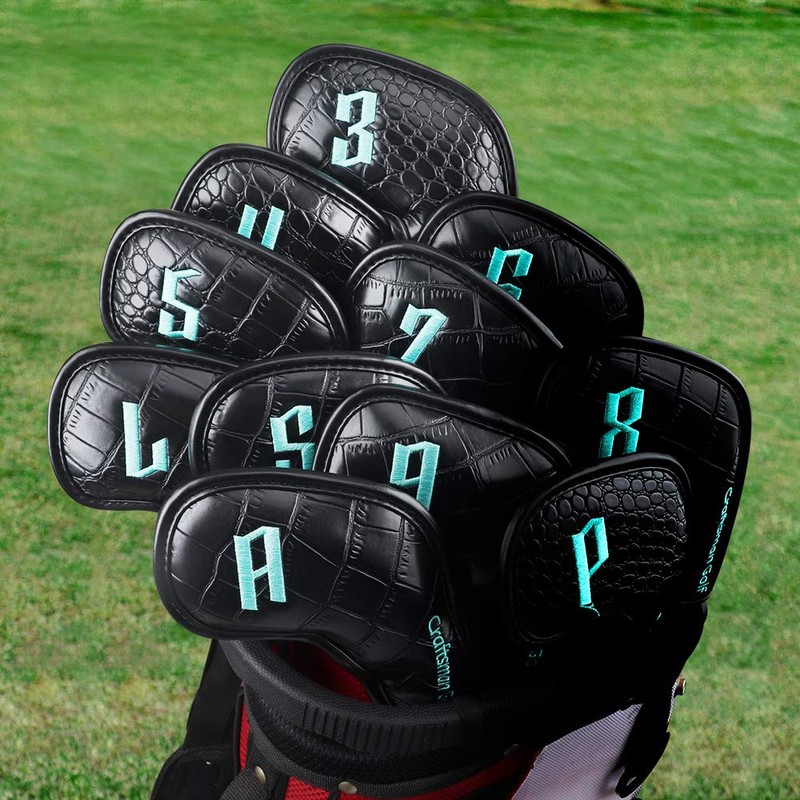 CRAFTSMAN GOLF Black 11pcs/Set Crocodile Pattern Iron Head Covers Set