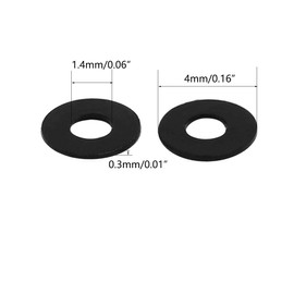 TOP-VIGOR 100Pcs Black Nylon Flat Washers, M1.4 x 4mm x 0.3mm Insulating Round Seal Spacer Tap Sealing O Ring Gasket for Faucet Pipe Water Hose