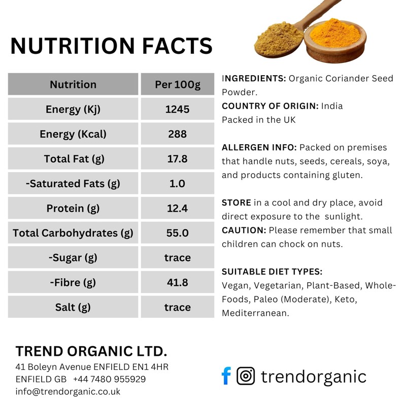 Trend Organic Coriander Ground | Aromatic Spice with Earthy Flavour