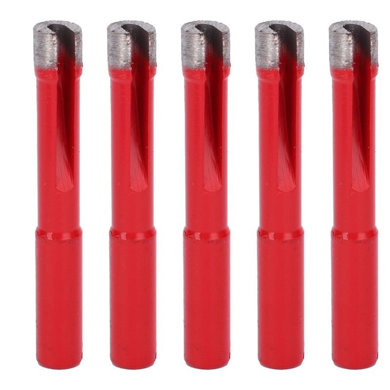 5Pcs Saw Bit Set FlatTooth Diamond Particles Red Coated Drill