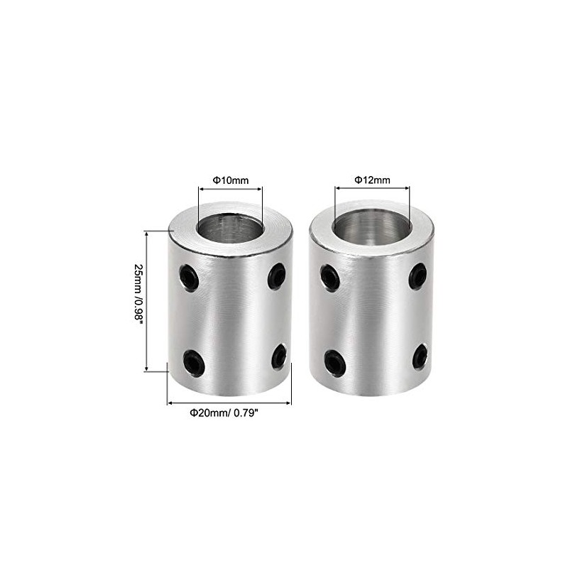 sourcing map 10mm to 12mm Bore Fixed Coupling Bolt L25XD20