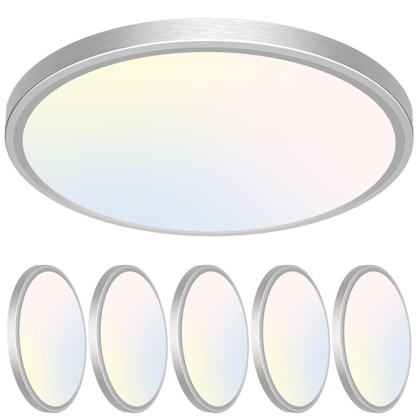 libtit 7 Inch Nickel Brushed Flush Mount Ceiling Light, 15W