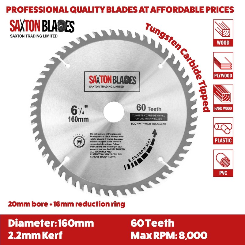 TCT160MXC Saxton TCT Circular Wood Saw Blades 160mm x 20mm