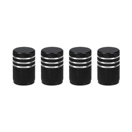 Marcraft Black & Silver Metal Pattern Tyre Wheel Alloy Valve Caps Dust Caps (4 Pack) Universal for Cars, SUVs, Bicycles, Motorcycles, Trucks | Rubber Airtight Seal | Aluminium Alloy | Screw-On