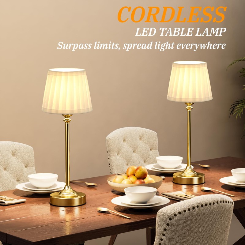 Cordless Table Lamp Rechargeable Gold - 1 Pack Brass 4000mAH