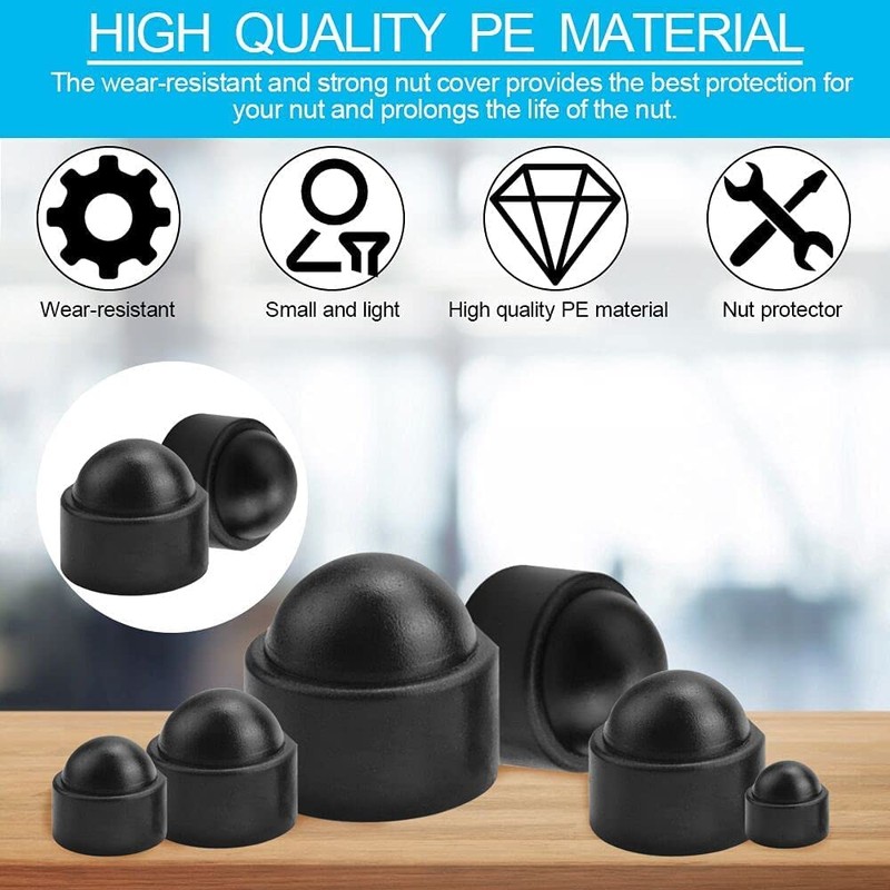 TERF® M8 Black Plastic Hex Nut Bolt Dome Cap Cover