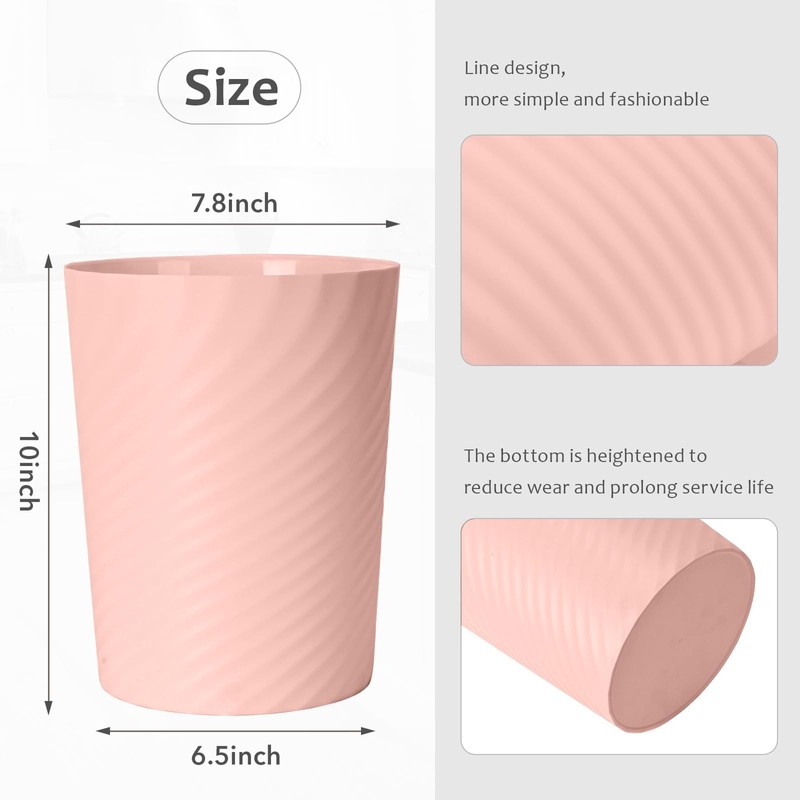 VKPLITE Small Plastic Trash Can - 2 Gallon - Pink
