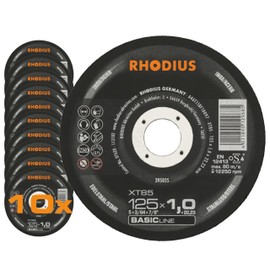 RHODIUS XT85 | Pack of 10 Cutting Discs 125 Metal 1 mm | for Angle Grinders, Extra Thin | for Stainless Steel, Inox, Steel, Carbide
