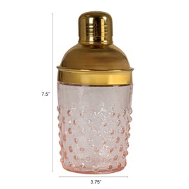 Creative Co-Op, Pink and Gold Glass and Stainless Steel Cocktail Shaker, 7.5” H