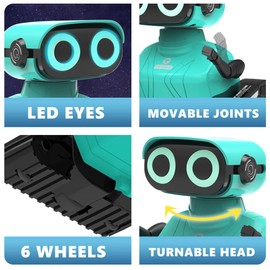 GILOBABY RC Robot Toys, Remote Control Robot Toys, Walking & Dancing Kids Robot Toys for Children Age 6 Year Old & Up Boy Girl, Gifts Toys with LED Eyes (Blue)