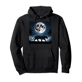 Kids Black Panther Full Moon Trees Sasquatch Black Panther Pullover Hoodie
