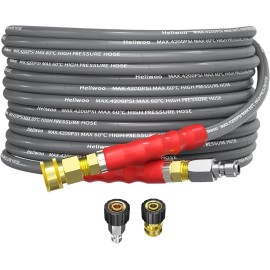 Heliwoo 25FT 4200PSI Pressure Washer Hose 1/4" Flexible Wire Power Washer Hose
