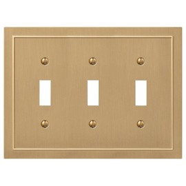 Amerelle 57TTTBZ Bethany Wallplate, 3 Toggle, Cast Metal, Brushed Bronze, 1-Pack