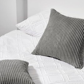 Topfinel Cushion Covers 40x40cm Pack of 2, Boho Corduroy Throw Pillow Covers, Decorative Pillow Cases for Couch Sofa Living Room Bedroom (Dark Grey)