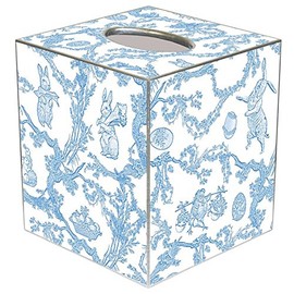 TB1761- Blue Bunny Toile Tissue Box Cover