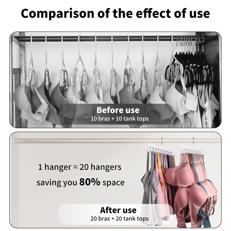 Vizirwpfot Bra Hangers for Closet Organizer,Tank Top Hanger with 20