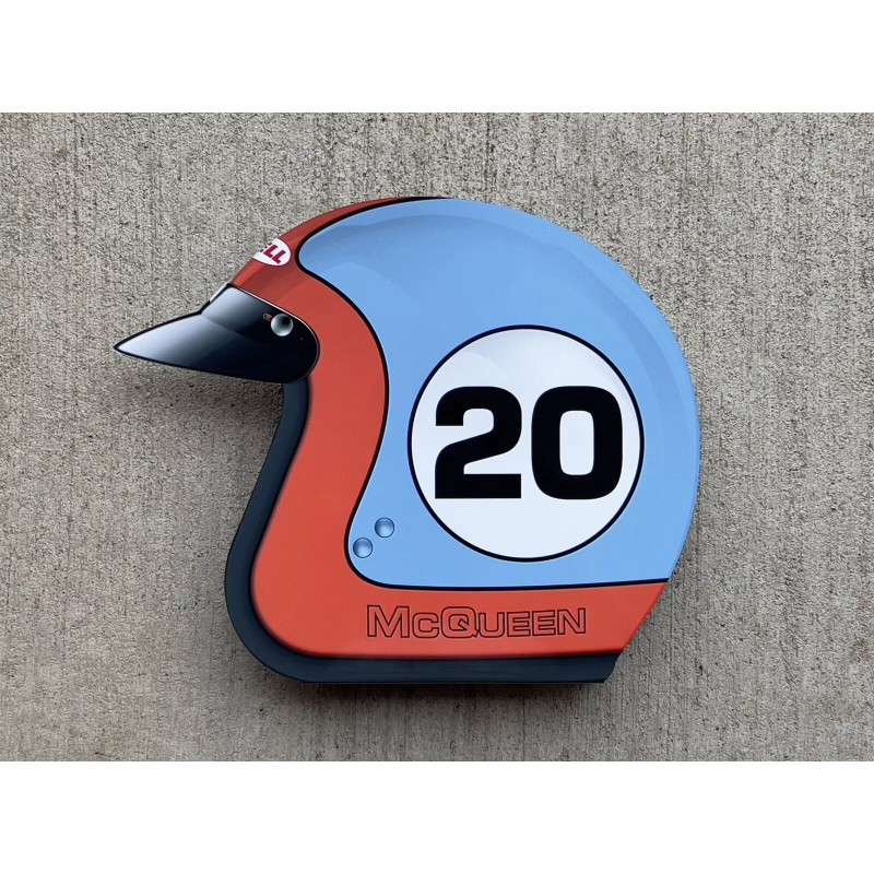 steve mcqueen RACING open face Helmet Style Sign lemans daytona
