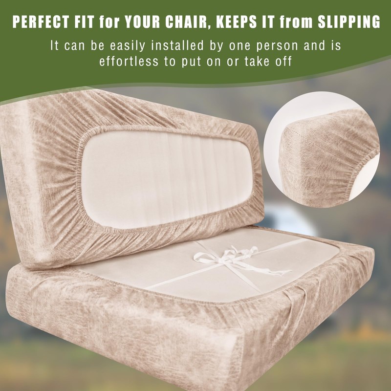 Oloepfo 4PCS Leather Look RV Dinette Cushion Covers, Stretchable Camper