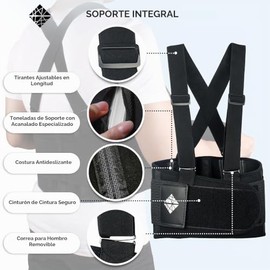 Soporte Lumbar con Tirantes/Soporte Ajustable para la Espalda de Trabajo para Mover Almacenes de Construcción Levantamiento Pesado y otras Actividades
