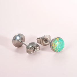 Limerencia G23 Pure Titanium Hypoallergenic Earrings | Minimalist Opal Stud Earrings | F136 Implant Grade | Suitable for Sensitive Ears Delicate Jewelry (5mm, Opal A5)