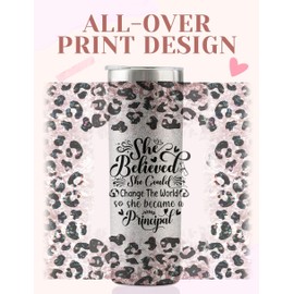 Onebttl Principal Appreciation Gifts for Women, 20oz Insulated Stainless Steel Tumbler with Lid and Straw for Principal Day, Appreciation Day, Christmas, Retirement - She Believed She Could