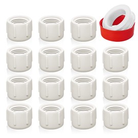 15 Pack PVC Fittings Pipe End Cap, 3/4 Inch NPT Threaded PVC Pipe Plug Adapter, Schedule 40 Furniture Grade Pipe End Cap Connector Socket For DIY Garden Shelf