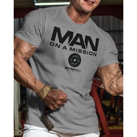 Man On A Mission Men Gym Workout T-Shirt for Intense Fitness Training (XL, Man On A Mission Grey)