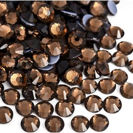 Jollin 576pcs Hotfix Crystal Flat Back Rhinestones Glass Diamonds for Crafts Crafts Decorations Clothes Shoes 1/4" SS30 Smoky Topaz