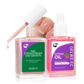 Gelike EC Professional Nail Care Kit: Nude Nail Growth Treatment & Watermelon Cuticle Oil (15ml) - Hydrating Protein Care for Dry Nails - Lightweight Non-Sticky - Perfect for Summer Manicures