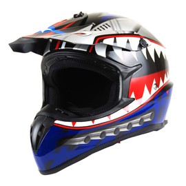 1Storm Adult Motocross Helmet BMX MX ATV Dirt Bike Downhill Mountain Bike Helmet Racing Style HKY_SC09S; Shark Blue